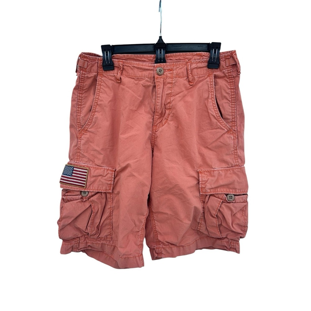 Ralph Lauren Denim & Supply Mens 30 Orange Cargo Shorts USA Flag DS USRL Vintage